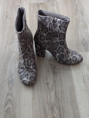 Coconuts by Matisse "Carrie" Snake-Print Ankle Boots - Gray/Brown